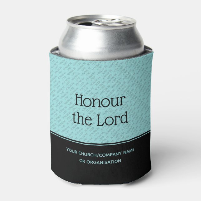 HONOR THE LORD Personalized Church Business Aqua Can Cooler (Can Front)