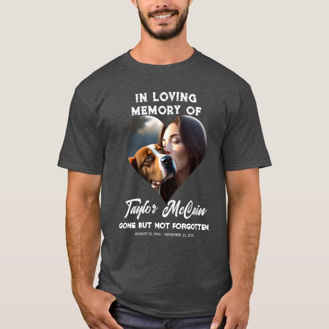 Honor Their Memory: Custom heart Photo Memorial T-Shirt (Front)