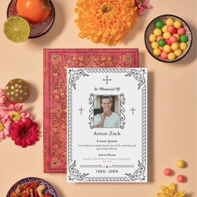 Honor Their Memory: Ornate Funeral Invitation (Honor Their Memory Ornate Funeral Invitation Template )