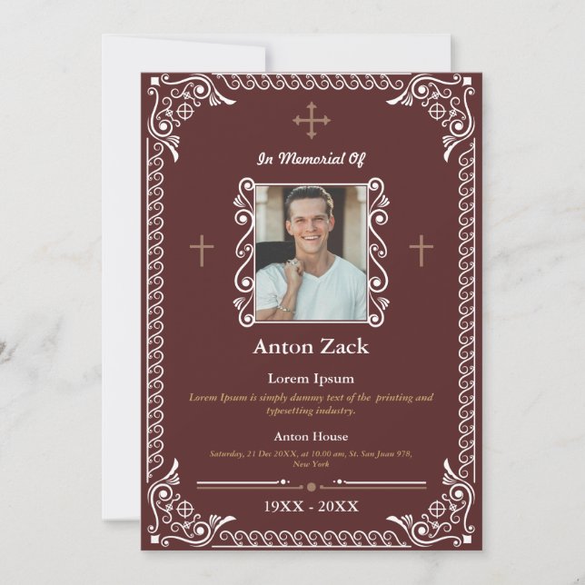 Honor Their Memory: Ornate Funeral Invitation (Front)