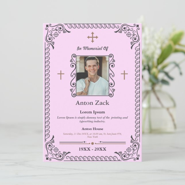 Honor Their Memory: Ornate Funeral Invitation (Standing Front)