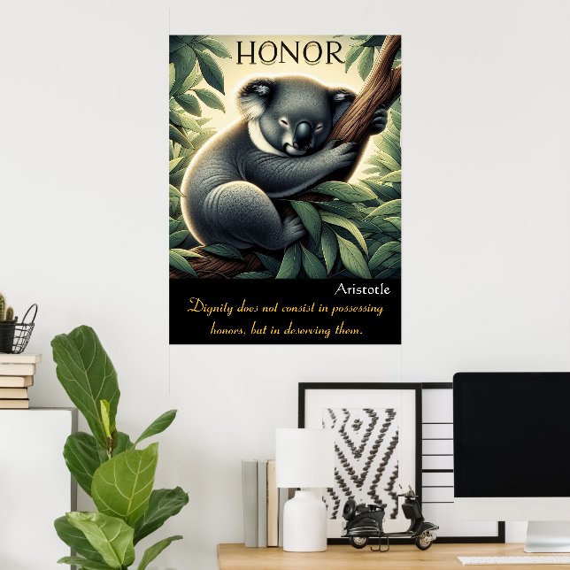 Honor Thrives Amid Serene Koala Rest Poster (Home Office)