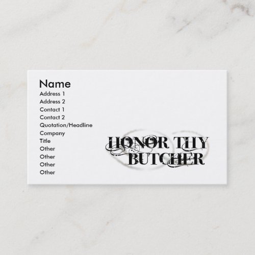 Honor Thy Butcher Business Card