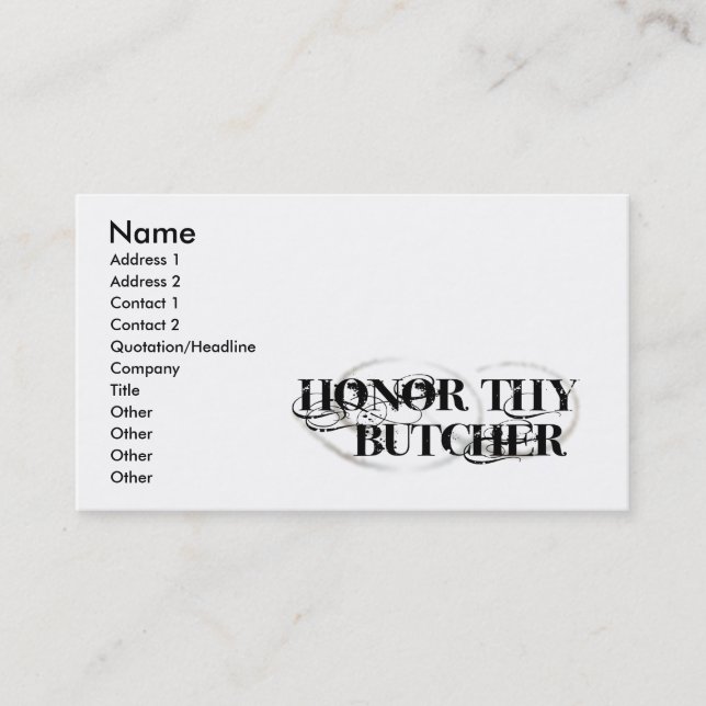 Honor Thy Butcher Business Card (Front)