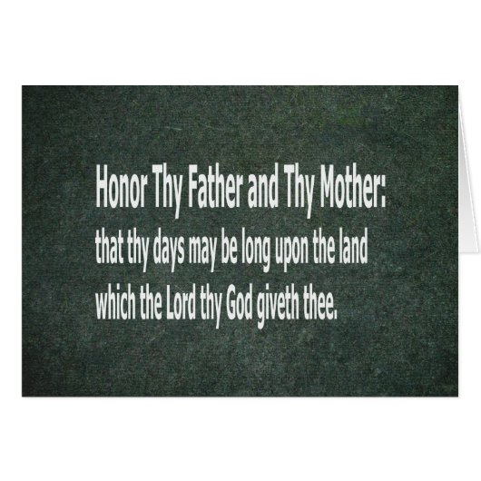 Honor Thy Father and Thy Mother Cards (Front Horizontal)