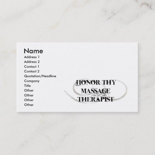 Customizable Honor Thy Massage Therapist Business Card Template