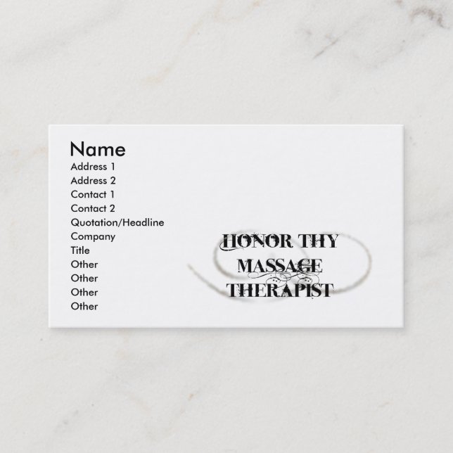 Honor Thy Massage Therapist Business Card (Front)