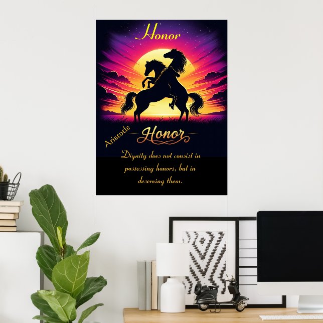 Honor Unites Three Horses at Dusk Poster (Home Office)