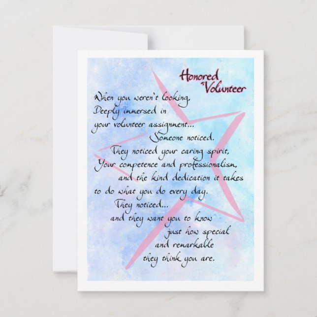Honor Volunteer Thank You Card (Front)