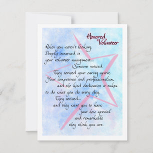 Honor Volunteer Thank You Card