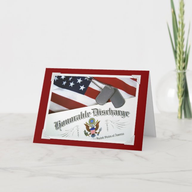 Honorable Discharge Letterpress Thank You Card (Front)