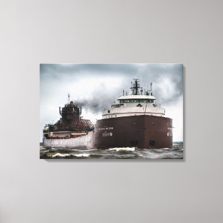 Honorable James L Oberstar Ship on Lake Superior Canvas Print