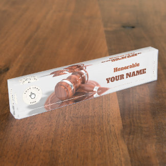 Honorable Judge Gavel Desk Name plate