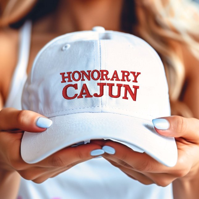 Honorary Cajun Red on White Embroidered Baseball Cap (Honorary Cajun Red on White Embroidered Baseball Cap)