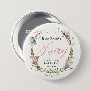 Honorary Fairy First Vintage Floral Birthday Button