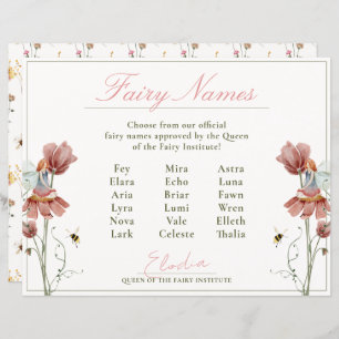 Honorary Fairy Vintage Floral Certificate Names