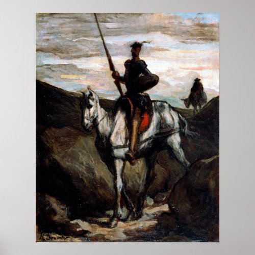 Honore Daumier Don Quixote in the Mountains Poster