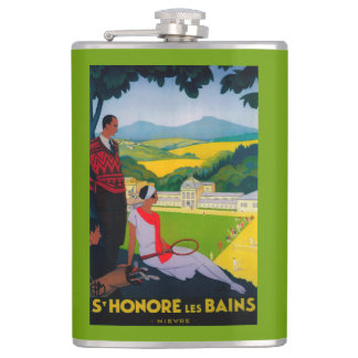 Honore Les Bains Vintage PosterEurope Hip Flask