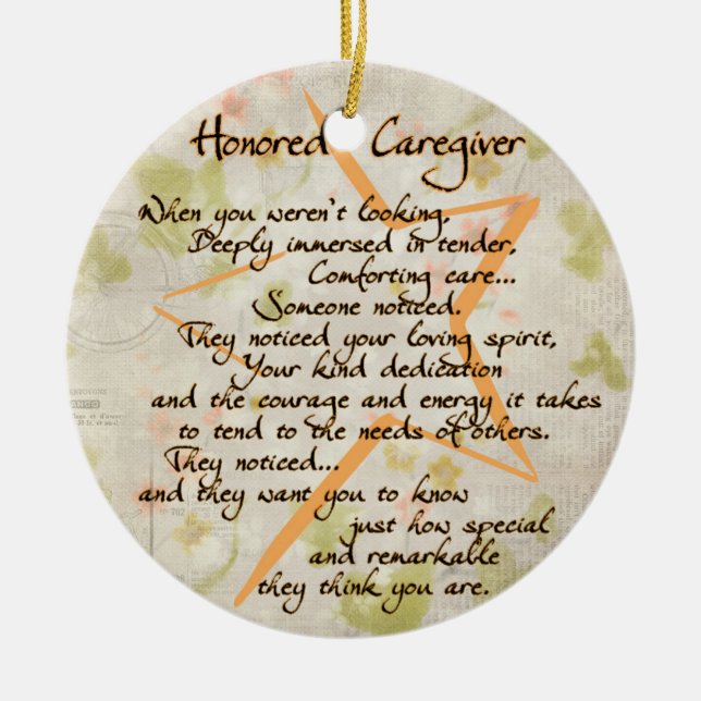 Honored Caregiver Acrylic Ornament (Front)