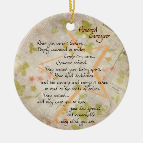 Honored Caregiver Ceramic Ornament