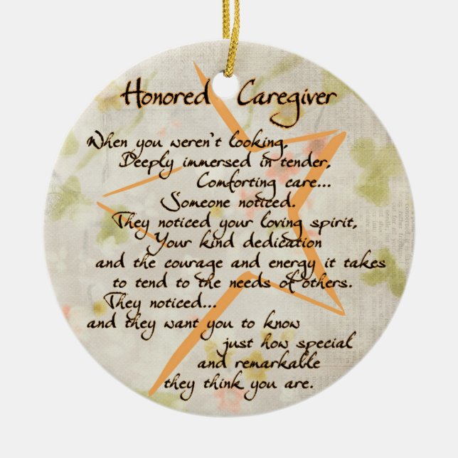 Honored Caregiver Ceramic Ornament (Front)
