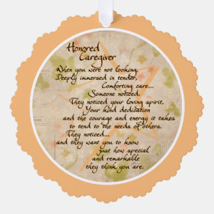 Honored Caregiver Paper Card Ornament