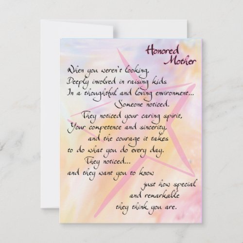 Honored Mother Thanks and Appreciation Card