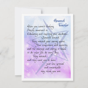 Honored Teacher Appreciation Card