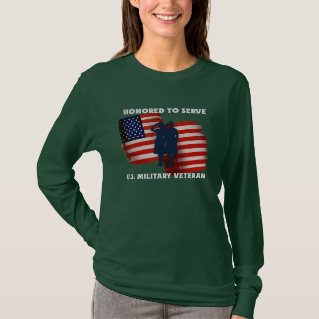 Honored To Serve, US Military Veteran T-Shirt (Front)