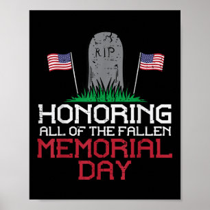 Honoring All Of The Fallen Headstone Memorial Day Poster