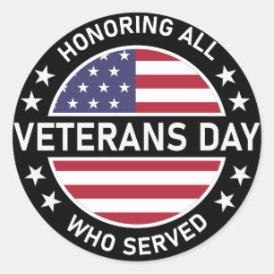 Honoring All Veterans Day Classic Round Sticker