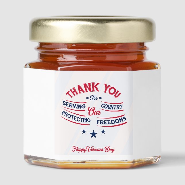 Honoring All Who Served Honey Jar Favors (Front)