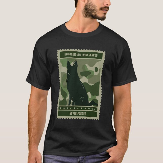 Honoring all Who Served - Military Dog T-Shirt (Front)