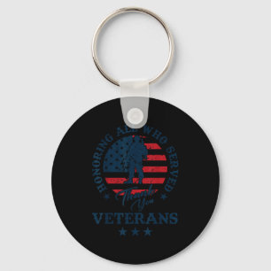 Honoring All Who Served Thank You Veterans Day Ame Keychain