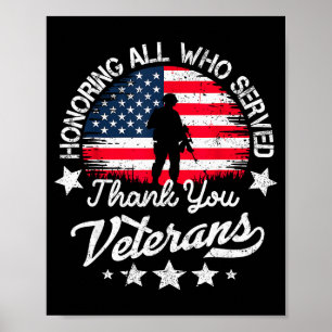 Honoring All Who Served Thank You Veterans Day Ame Poster