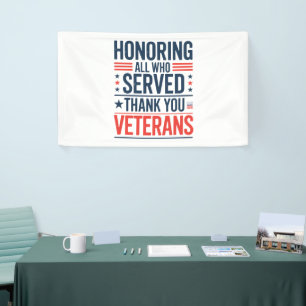 Honoring All Who Served Thank You Veterans Day  Banner