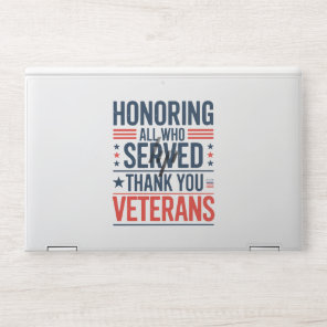 Honoring All Who Served Thank You Veterans Day  HP Laptop Skin