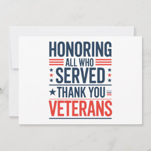 Honoring All Who Served Thank You Veterans Day  Invitation