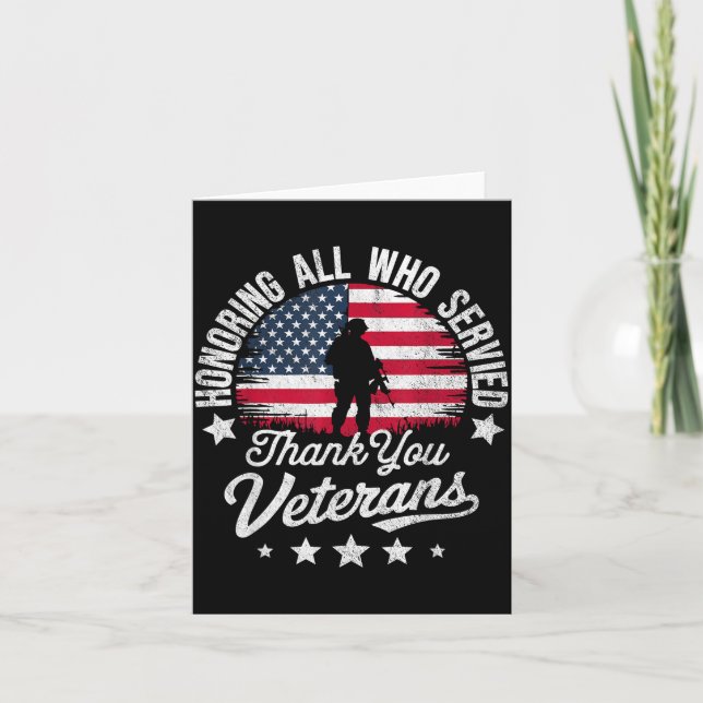 Honoring All Who Served Thank You Veterans Day Mil Card (Front)
