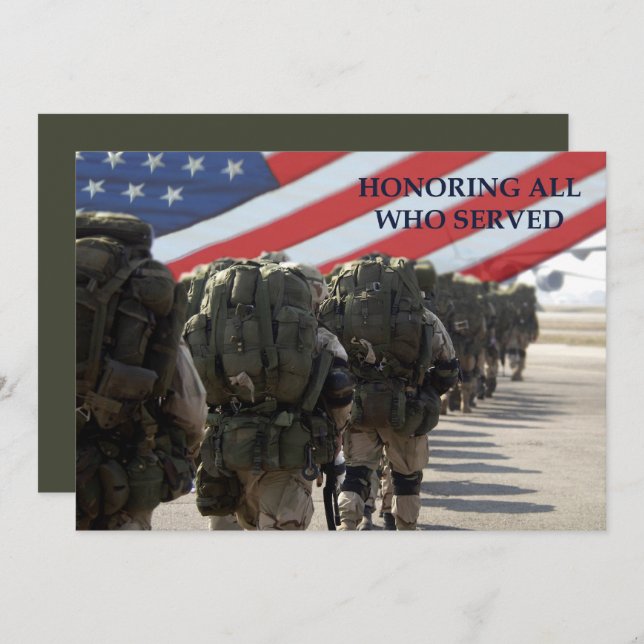 Honoring all who served. Veterans Day Flat Cards (Front/Back)