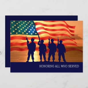 Honoring all who served. Veterans Day  Flat Cards