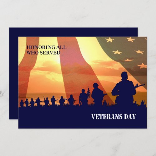 Honoring all who served Veterans Day Flat Cards