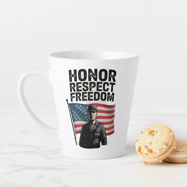Honoring Heroes Veteran Day Patriotic Design Latte Mug (In Situ)