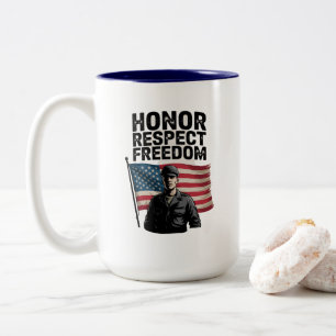 Honoring Heroes Veteran Day Patriotic Design Two-Tone Coffee Mug