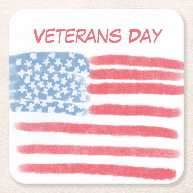 Honoring Heroes | Veterans Day Celebration Square Paper Coaster (Front)