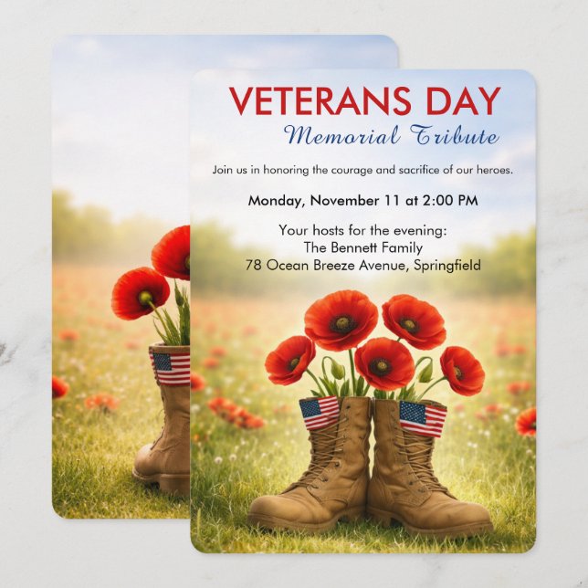 Honoring Heroes | Veterans Day Tribute Invitation (Front/Back)