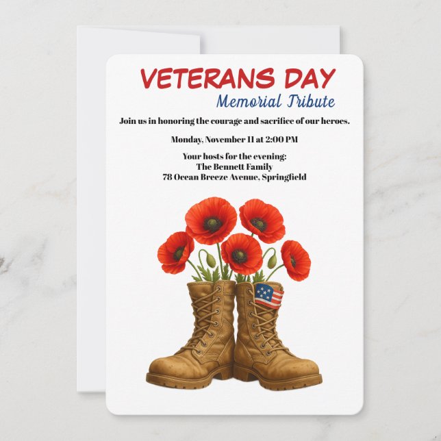 Honoring Heroes | Veterans Day Tribute Invitation (Front)