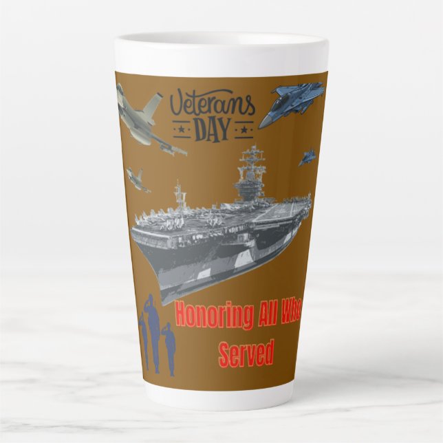 Honoring mighty military brown latte mug (Front)