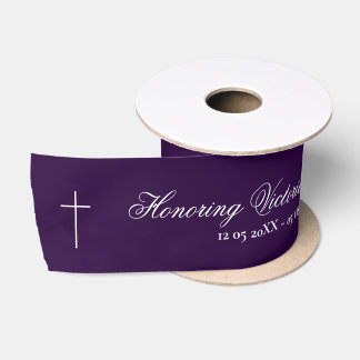 Honoring name elegant lettering memorial purple satin ribbon