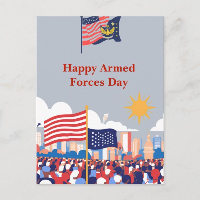 "Honoring Our Heroes: Armed Forces Day Celebration Postcard (Front)